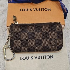 Louis Vuitton Damier Ebene Key Pouch Clé Cles Monogram Wallet w/ Box & Dust Bag